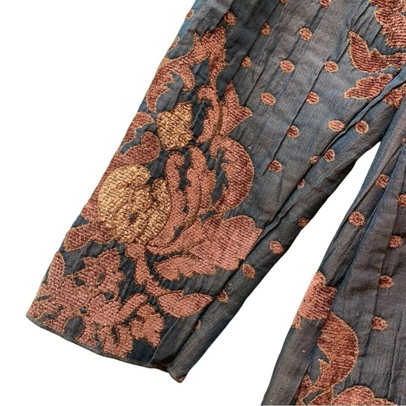 Moray California Chenille Tapestry Dot Buttoned Lightweight Jacket Brown Size M - Picture 4 of 9